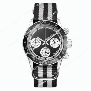 Vintage D Watch Perpetual Paul Newman VK63 Movement Quartz Stopwatch Manlig klocka Rostfritt stål Män klockor 37 mm armbandsur 181 328L