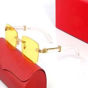 Designerskie okulary przeciwsłoneczne retro okulary bez krawędzi ozdobne Złoty Srebrny szary brązowy brązowe szklanki rogu bawołowego marki masowe ramy okularów Mężczyźni w 310t