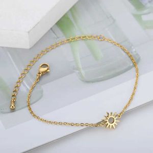 Wedding Bracelets Jewlery Sun Hollow Couple Bracelets For Women Stainless Steel Chain Bracelet Vintage Sunflower Anklet Boho Foot Accessories