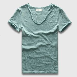 T-shirt da uomo di marca zecmos semplice hip hop alla moda casual v-torta a collo per uomo manica corta uomo top tees 240430