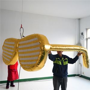 wholesale Golden Inflatable Glasses With Blower and LED Strip Inflatables Balloon For Nightclub Ceiling Stage Event Decoration
