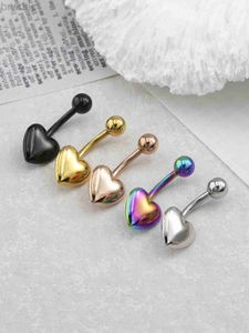 Navel Rings 1Pc Smooth Peach Heart Belly Button Ring Surgical Steel Umbilical Tummy Ring Barbell Navel Rings Body Jewelry for Women Girl d240509