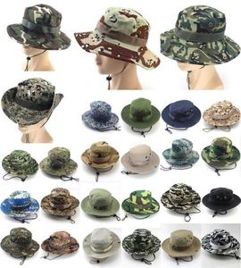 Chapéus de balde de verão masculino Bum largo Sun Camufas de camuflagem militar Caminhada sólida Camuflagem Big Hat redonda de sol 2201147305451