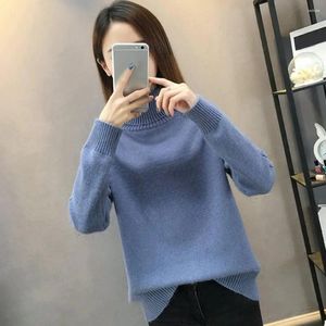 Maglioni femminili donne autunno maglione inverno collare alto collare spessa magnione morbido pullover sciolto protezione da collo casual lady pendolare