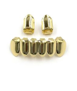 Hip Hop Gold Plated Mouth Grillz Set 2st Single Top 6 Teeth Bottom Grill Set Whole286H8588220