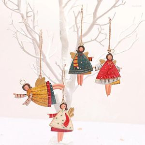 Christmas Decorations 4 PCS Metal Dancing Angel Pendants Tree Hanging Ornaments Xmas Doll For Home Party