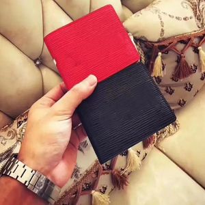 2022 Berömda designermärke röda läder plånbok män kvinnor kort plånbok mode klassisk plånbok och plånbok låda 194x