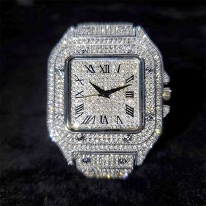 Iced Out Square Men observa a marca Top Brand Luxury Diamond Hip Hop Watch Fashion Ultra Fin Wristwatch Jóias masculinas 2021 230s