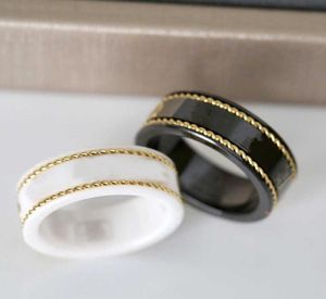 18k Gold Ring Stones Fashion Simple Letter Rings for Woman Couple Quality Ceramic Material Fashions Jewelry Supply3939852