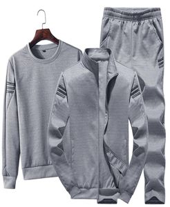 MEN039S TRACKSUITS Running Men039S Tracksuit Våffel Solid Cotton Sweat Absorbering 3st Set With Cardigan Pullover och SweatPA8722702