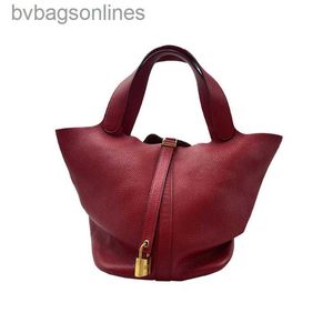 AAA High Quality Hremms Bags Designer Luxury Original Brand Bags New Red Large Bucket Handbag Lock Bag