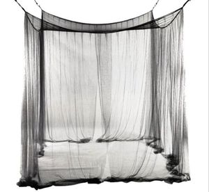 4 -Corner Bedting Canopy Mosquito Net do Queenking o wielkości 190210240 cm Czarne łóżka Oświciej pomieszczenia 7891531