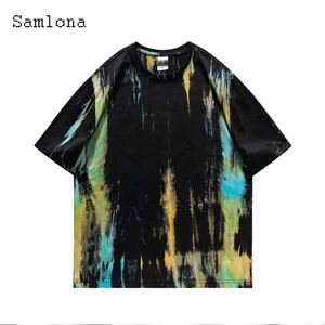 Herr t-shirts samlona mens mode slips torr t-shirt ungdom kort ärm grundläggande bomulls toppgata kläder 2024 Ny sommar casual t-shirt zipperl2405