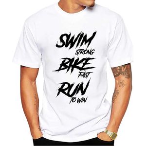 T-shirt maschile THUB Vintage Swim Strong Funny Ts Bike Fast Men T-shirts Run Run per vincere Short Shor Slve Sport Tops Y240509