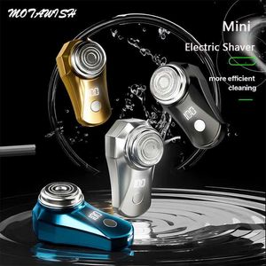 Razors Blades MOTA mini electric shaver for men portable beard C-type rechargeable facial and body shaving with digital power display Q240508