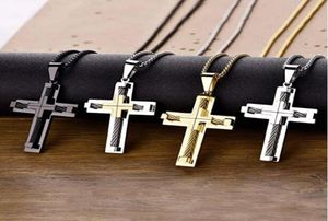 Collana maschile 316L Acciaio inossidabile Grande Gesù Cristo pendente bianco/oro/nero 24 '' ROLO Chain Jewelry1462009