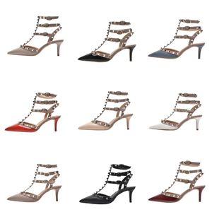 Klassische Gestüt High Heel Schuh Frau 6 cm 8 cm 10 cm Absätze Sandalenkleiderschuhe für Hochzeitsfeier sexy Punkte Nieten Sandalen Stiletto Damen Damen Slingback Pumps