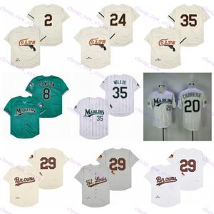 Billiga basebolltröjor 2 Fox /24 Wynn /35 Morgan /8 Dawson /20 Cabrera /35 Willis /29 Paige Vintage Retro White Green Shirt Mesh Syade