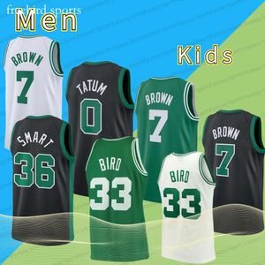 Tatum Jayson 0 Basketball Larry 33 Vogel Jaylen 7 Brown Marcus 36 Smart Men Mesh T-Shirt 2021 2022 2023 Green White Boys Jersey Kids 221 222 223