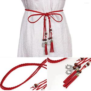 Belts Thin Sweet Dress Accessories Chinese Style Boho Knot Decorated Tassles Waist Chain Rope Braided Belt