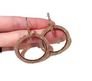 Mengjiqiao 2018 Nuova Dichiarazione di moda Full Rhinestone Big Circle Orecchini per donne Luxury Shiny Crystal Oval Long Pendientes S9149149678