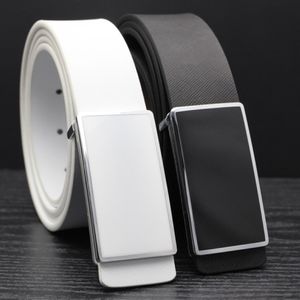 Stylish White and Black Leather Strap Man Korean Edition Trendy Youth Simple and Smooth Casual Belt Man Free Frakt 2833