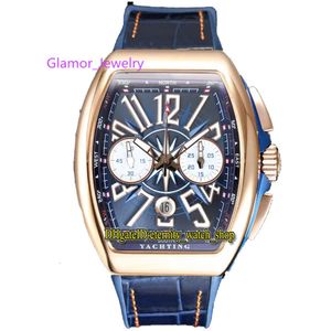 TWF V 45 DT YACHT Mens Watch ETA SA7750 Chronograph Automatic Mechanical Stopwatch Blue Dial 316L Stainless Rose Gold Case Leather Rubber Super Eternity Watches