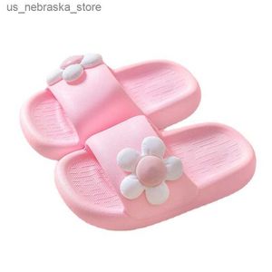 Slipper Baby Kids Children Girls Slippers Shoes Fashion Flower Solid Soft Sole Home Bathroom Antiskid Water Sandals R230815 Q240409