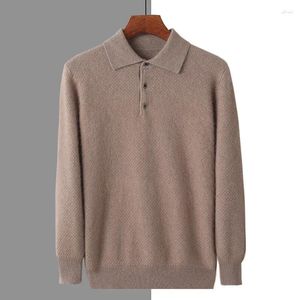 Herrtröjor 2024 Höst/vinterkläder mink kashmir stickad tröja jumper jean polo krage pullover solid br-099