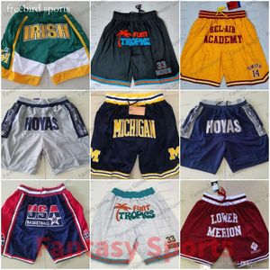 Georgetown Michigan Hoyas Shorts de basquete Merion High School Flint Tropics