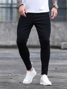 Mäns jeans 2023 Spring/Summer Mens High End Fashion Black Tight Ankle Lämplig för rivningsdesigner Denim Pants Q240509