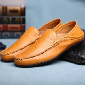 Scarpe casual caduta in pelle maschile un pedale affari pigri morbidi mocassini