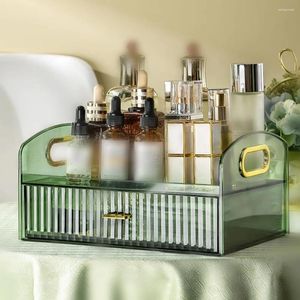 Aufbewahrungsboxen Make -up -Organizer Arbeitsplatte mit Schubladen Vanity Clear Desktop -Box Kosmetische Vitrine Hüllen für Parfums Lippenstifte Badezimmer