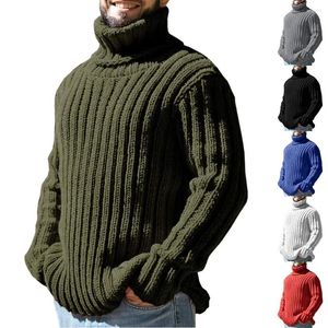 Herrjackor höghals tröja män solid smal stickad topp höst och vinter modemens kläder
