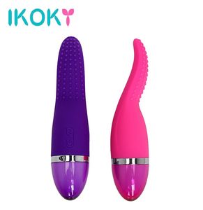 Ikoky tunga vibrerande muntlig slickande realistiska dildo sexleksaker för kvinna täcken klitoris stimulator faloimitator s10187913035