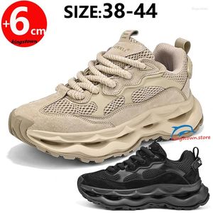 Gelegenheitsschuhe Herren Mesh Elevator Chunky Sneakers Oxford Schnürung 6 cm Höhe erhöhen Innensohle Sportarten