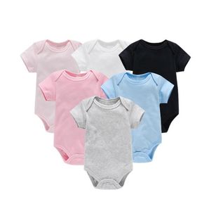 Newborn Baby Bodysuit Summer Solid O-neck Soft Jumpsuits toddler breathable creep cloth Short sleeved