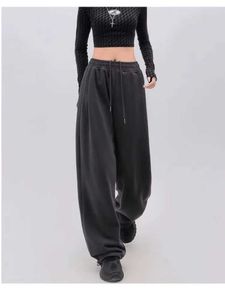Kvinnors byxor Capris Houzhou Basic Dark Grey Jogging Sweatpants Women Korean Fashion Oversize Sports Pants Kvinnliga Harajuku Strtwear Jogger Byxor Y240509
