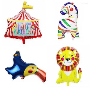 Party -Dekoration Big Circus Bühne Zebra Löwen Bird Ballon Aluminium Helium für Kinder Geburtstagdekoration