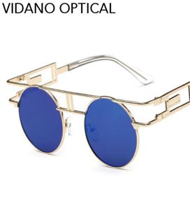 Vidano Optical Classic Luxury Round Solglasögon för män Kvinnor Retro Högkvalitativ Metal Sun Glasses Fashion Designer Unisex Shades9855966