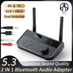 Bluetooth 5.3アダプターAUX音楽レシーバーテレビコンピュータートランスミッター2-in-1を受信および送信