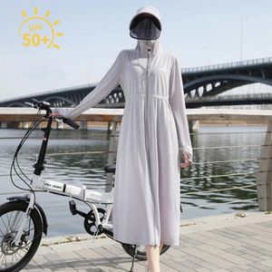 Jackets femininos de protetor solar de verão UPF 50 Proteção UV Big Brim Women Sun Long respirável à prova de vento