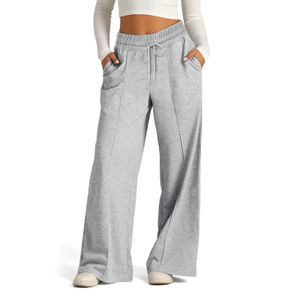 Calças femininas Capris Capris Womens Wide Pants Sports forrada de lã reta All Math Pure Fitness Jogging Travel Basic Q240508