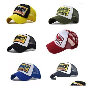 Ball Caps Unisex Vintage Western Letters Embroidered Logo Baseball Cap Breathable Mesh Back Casual Died Snapback Trucker Drop Delive Dhfgk