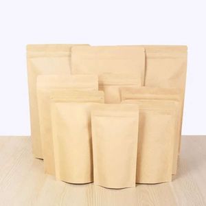 Aluminizacja torebka o 1000pcs, stojak Kraft Brown Up Kraft Paper aluminiowy torba Zamarte zamek zamek zamek uszczelka hurtowa hurtowa dhl