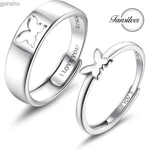 Paarringe Fansliver 925 Sterling Silber Ehepaar Ehering Set mit verstellbaren passenden Ringen für Valentinstag Geschenke WX