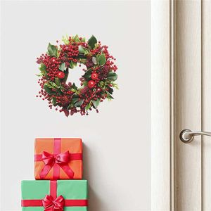 Flores decorativas grinaldas grinaldas de natal adesivas de parede de decalques de parede auto-adesivos decoração de parede decoração de natal para quarto quarto