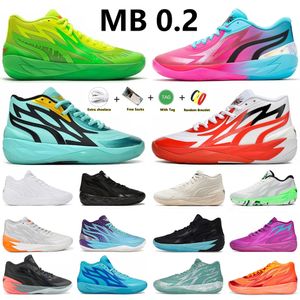 Lamelo Ball Designer Sapatos de basquete masculino MB.02 Fire Red Honeycomb Nickelodeon lodo jade fenom pó em pó azul queen cidade desbotada homens homens treinadores esportes esportes 36-46