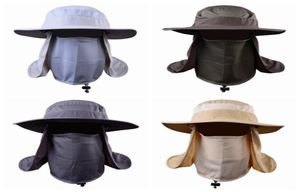 Atividade ao ar livre Ciclismo Capinho solar Capéu de pesca unissex largo chapéu de proteção solar com aba de pescoço removível ZZA9663882573