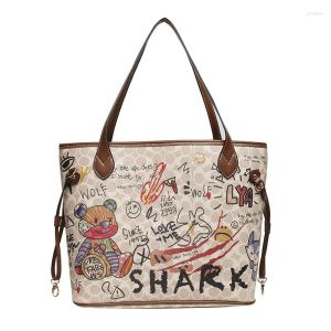 2024 spalla di moda tote bag secco graffiti orso pattern designer di lusso borsetto di grande capacità shopping women's her003